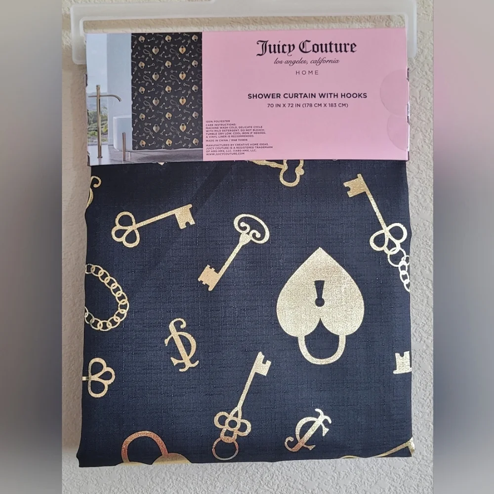 Juicy Couture Heart Padlock & Key Shower Curtain